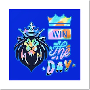 Colorful LION WINNER Quote Posters and Art